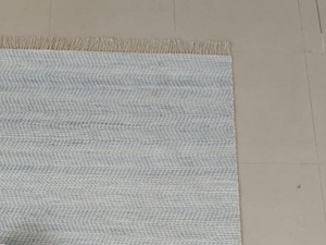 Alfombra Durrie de Algodón Hecha a Mano, Tejido Plano, Alfombra India Dhurrie, Rayas Azul Claro, Minimalista, Ecológica, Antideslizante para Sala de Estar - Product Image 6
