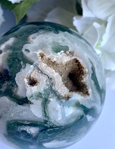 Pierre de guérison naturelle Reiki, mousse, Agate, cristal, sphère, Agate aquatique, boule de pierres précieuses pour la décoration, Exis Crystal export - Product Image 4