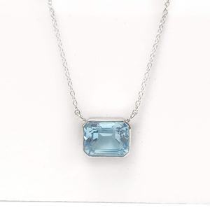 14K oro sólido mujer nupcial encanto colgante collar natural aguamarina piedra preciosa diseño Popular diamante principal cantidad al por mayor - Product Image 3