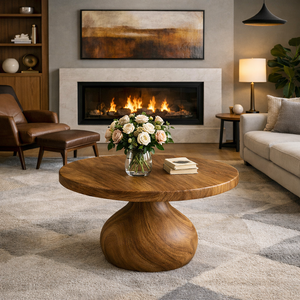 Table basse Luxali moderne en bois massif, style antique, faite à la main, écologique, durable, facile à nettoyer, unique pour le salon C002 1 - Product Image 3