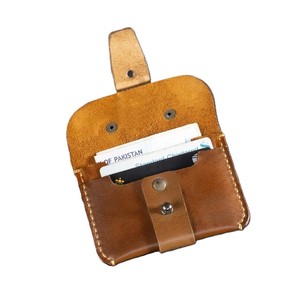 Vintage Minimalist Real Leather <b>Card</b> <b>Holder</b> <b>Wallet</b> Secure Button Flap Closure System Multi Slot Pocket Cash Pouches Sleeves - Product Image 2