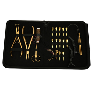 Elite Gold Hair Extension <b>tools</b> Kit with 7 Inch Pliers Flat Bead Crimping Plier Removal <b>Tool</b> Loop <b>Tool</b> <b>Hook</b> <b>Tool</b> and Hair Thread - Product Image 1