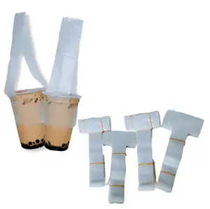 Bolsa de plástico para llevar con impresión de logotipo personalizado para café, té, 1 taza, 2 tazas para llevar, bolsa de embalaje ISO, embalaje personalizado, fabricante de Vietnam