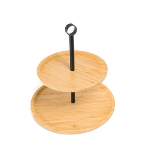 Soporte de Pastel de Madera de 2 Niveles, Accesorios para Cupcakes, Decoración para Fiestas y Eventos, Soporte de Pastel de Metal y Madera - Product Image 1
