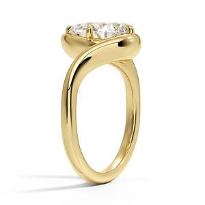 Bague solitaire en moissanite taille poire en or blanc avec bande torsadée - Product Image 2
