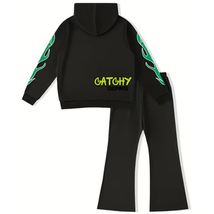 Conjunto Deportivo Personalizable con Estampado Puff, Sudadera con Capucha y Pantalones Deportivos, Ropa Deportiva Transpirable al por Mayor - Product Image 2