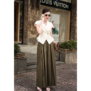 Chaleco de Mujer Color Crema con Solapa con Muescas, Manga Casquillo, Botón Único, Corte Entallado, Color Sólido, Elegante para Oficina NERINA - Product Image 2