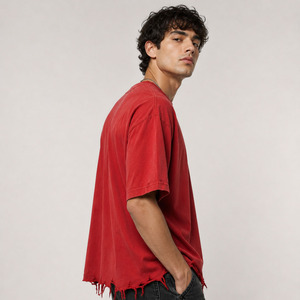 T-shirt Homme Oversize Streetwear Grammage Lourd, Style Grunge, Vintage, Effet Usé et Délavé à l'Acide - Product Image 5