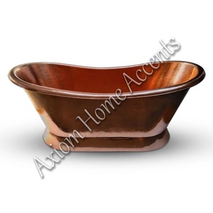 Axiom Home Accents Grande baignoire autoportante en cuivre fabriquée à la main avec finition antique Accessoire de salle de bain de luxe pour adultes - Product Image 5