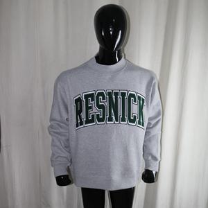 Sweat-shirt surdimensionné en velours à capuche et demi-zip RESNICK HEATHER GREY, 100% coton, écologique, avec broderie appliquée VERT, collection CLUSH Hiver - Product Image 3