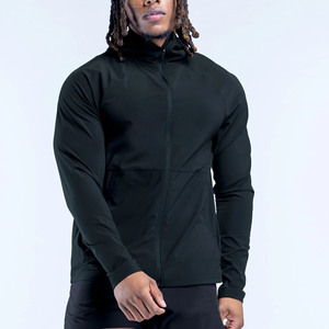 Top Selling OEM Custom Logo Midnight Black Men Zip Jacket & Zip Hoodie Lightweight Quick Dry Gym & Streetwear Hoodie For Men - Product Image 1