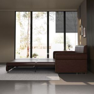 Divano letto Chesterfield King da 238 cm, trasformabile 3-in-1 in ecopelle con finiture a borchie e braccioli arrotolati, modello M - Product Image 6