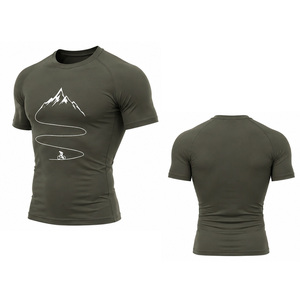 เสื้อยืดบีบรัดกล้ามเนื้อผู้ชาย ระบายอากาศ แห้งเร็ว สำหรับออกกำลังกาย เล่นกีฬา ยืดหยุ่น ใส่สบาย รับผลิตตามสั่ง ขายส่ง ผู้ผลิต OEM - Product Image 1
