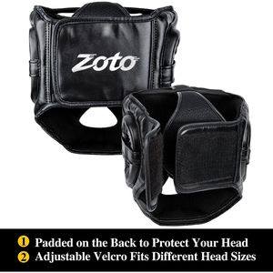 Stealth Black Boxing <b>Head</b> Guard with Adjustable Velcro Premium Leather Full Face Saver Protection Helmet Private Label Factory - Product Image 6