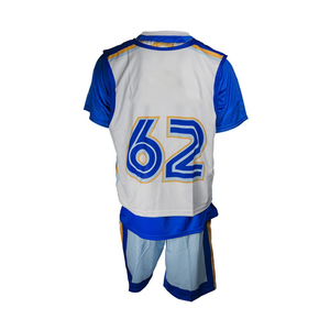 Ensemble de maillot de basket-ball Jackson 62 pour hommes, blanc et bleu, sublimé, à séchage rapide, manches courtes, short à taille élastique - Product Image 3