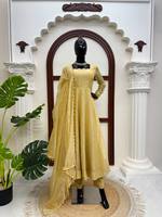 Ensemble de robe de soirée en soie Salsa pour femme avec pantalon en micro-coton, dupatta en dentelle fantaisie, longueur cheville, séchage rapide, élégant, tenue ethnique pour soirée