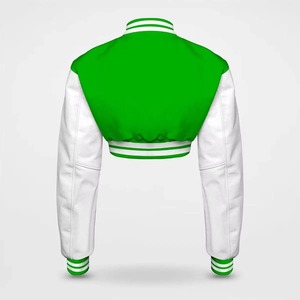 Women's Stand Collar Cropped Varsity Jacket Long Sleeve Baseball Style Streetwear Fashion Varsity Jacket Women - Product Image 5