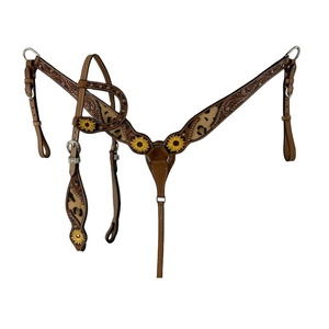 Exclusive Cheetah <b>Paint</b> Cow Leather Western One-Ear Headstall Breast Collar <b>Set</b> Genuine Leather Wholesale Manufacturer Supplier - Product Image 2