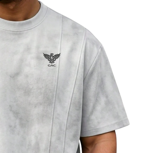 Camiseta de manga corta para hombre, oversize, 100% algodón, con lavado ácido, cuello redondo, estilo hip hop, casual, streetwear, con detalle de costura de paneles, venta al por mayor - Product Image 5