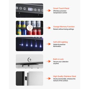 Frigorifero per Bevande da 154 Lattine, Mini Frigo Elettrico con Porta in Vetro e Ripiani Regolabili, Controllo Digitale della Temperatura - Product Image 6