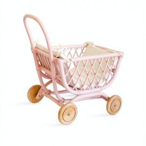 Customized Handmade Rattan Kid Toy Classic Wicker <b>Doll</b> Pram Model Push Toy Pretend <b>Play</b> For Toddler Birthday Gifts - Product Image 3