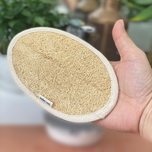 Eco-Friendly 100% Plant-Based Loofah <b>Sponge</b> | Dual Sided Exfoliating Body Pad <b>Shower</b> Scrubber with Hand Holder - Product Image 5