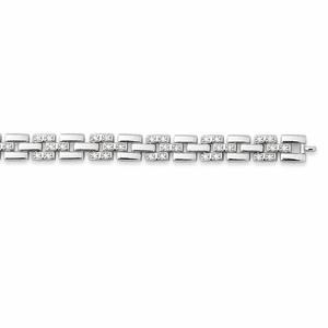 Namivaa VMS237 925 Sterling Silver Cubic Zirconia <b>Bracelet</b> High Polish Slim Link Chain Minimalist Modern Mens Unisex Wedding - Product Image 4