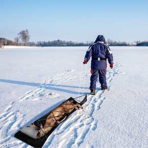 32.8FT รถเลื่อนหิมะแบบลากกวางสีดำ16.1FT สีขาวแผ่นลากเลื่อนหิมะอุปกรณ์ล่าสัตว์ที่จำเป็นสำหรับการตกปลาในน้ำแข็งฟืน - Product Image 6