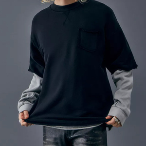 เสื้อยืดแขนสองชั้นผู้ชาย ผ้าฝ้าย 100% สกรีนลายตามสั่ง ทรงโอเวอร์ไซส์ สไตล์สตรีทแวร์ ดีไซน์สองชั้น - Product Image 3