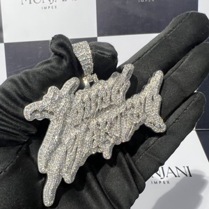 จี้เพชรทรงกลมหรูหราและชาร์มเพชรโมอิสซาไนต์ VVS เงินแท้ 925 สไตล์ฮิปฮอปประดับเพชรเต็มชิ้น จี้เครื่องประดับสั่งทำพิเศษสำหรับแร็ปเปอร์ - Product Image 4