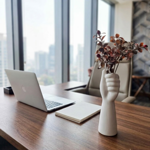 Modern Hand Shaped <b>Ceramic</b> Flower <b>Vase</b> 23cm White Decorative Tabletop <b>Vase</b> for Home Office Living Room Interior Decor - Product Image 2
