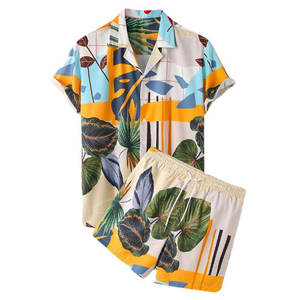 เสื้อฮาวายพิมพ์ลายตามสั่งสำหรับฤดูร้อนสไตล์วินเทจแขนสั้นสำหรับผู้ชาย ขายส่งเสื้อฮาวายและชุดกางเกงขาสั้นสำหรับผู้ชาย - Product Image 5