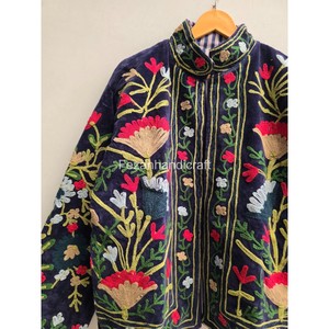 Blazer Floral Bordado para Mujer con Cuello Mao, Chaqueta de Algodón Hecha a Mano, Temporada de Otoño, Largo Regular, Manga Larga - Product Image 5