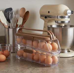 Contenedor de Huevos de Plástico PP de Grado Alimenticio HALO, Libre de BPA, de 2 Niveles, con Deslizamiento Automático, Organizador Transparente para Refrigerador - Product Image 3