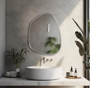 Specchio da Bagno Asimmetrico SWT <span class=keywords><strong>2026</strong></span> con Cornice Dorata, Specchio Argentato da 4mm, Montaggio a Parete in Metallo, Design Contemporaneo per Arredamento Casa - Product Image 3