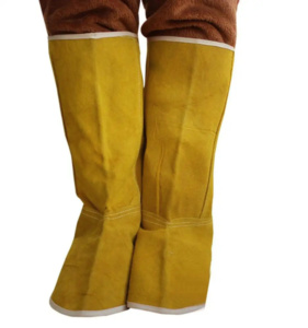 Premium Quality Spark Resistant Cowhide Split Leather Shoe Covers Welding Spats Elastic Closure Heavy Duty Flame Retardant - Product Image 2