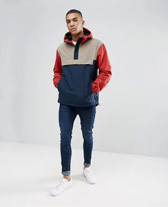 Chaqueta con Capucha para Hombre, Diseño Color Block, Cierre de Cremallera de 1/4, Resistente al Viento, Informal, para Otoño, Exterior de Poliéster, Largo Regular - Product Image 4