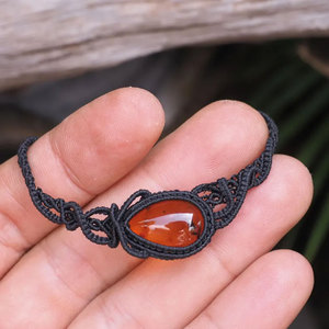 Collier en macramé fait main avec pendentif perle d'eau douce, chaîne réglable en bambou noir, bijoux bouddhistes bohèmes tendance pour la guérison - Product Image 2