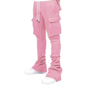Joggers empilés personnalisés en coton épais 100 % délavé à l'acide, écologiques, pour hommes, style Hip Hop Streetwear, pantalons de survêtement évasés, fabricant OEM - Product Image 4