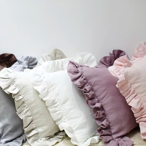 Square <b>Cushion</b> <b>Cover</b> with Ruffle Edge Solid Color Pillow Case for Home Decor Pillow Cases - Product Image 6
