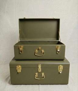 Baúl de Almacenamiento Decorativo Marrón de Lujo con Cierres y Asa de Metal Dorado, Caja de Almacenamiento de Madera Estilo Vintage con Cerradura para el Hogar - Product Image 4