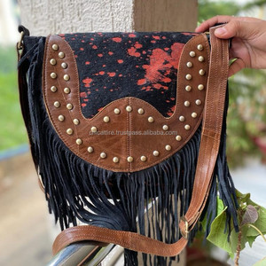 New Western Style Suede Metallic Fur Fringe Handbag Stylish <b>Women</b> <b>Black</b> Color Fringe Bags High Quality <b>Women</b> <b>Black</b> - Product Image 3