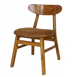 Chaise de salle à manger pliable tendance scandinave minimaliste haut de gamme en teck naturel avec siège rembourré, écologique, pour appartement et villa - Product Image 1