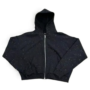 High Quality Cotton Fleece Knitted Regular Fit Acid Wash Men's Stain Less <b>Zip</b> Hoodies Plain Dyed Embroidered Vintage Style - Product Image 2