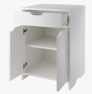 Mueble de Almacenamiento Moderno de Madera Blanca, Armario Minimalista con Cajones y Puertas Dobles, Estante de Pie para Hogar, Oficina y Sala de Estar - Product Image 2