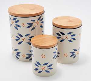 Ceramic Square <b>Storage</b> <b>Jar</b> With Wooden Lid Airtight Food Container Minimalist Design Handcrafted <b>Kitchen</b> Use - Product Image 4