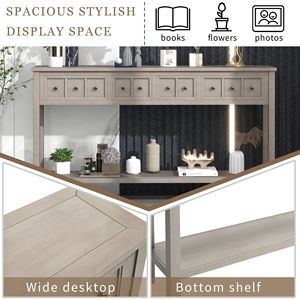 Consolle rustica da ingresso da 60 pollici con cassetti di diverse dimensioni e ripiano inferiore per lo stoccaggio - Product Image 6