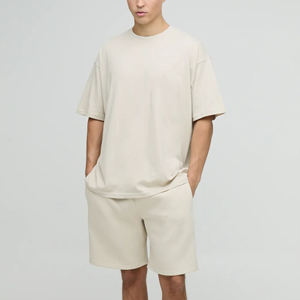 Custom Embroidered Logo Wholesale 2pcs Men's Comfortable 100% Cotton Solid Eco-Friendly Printed Breathable Quick Dry Short <b>Set</b> - Product Image 2