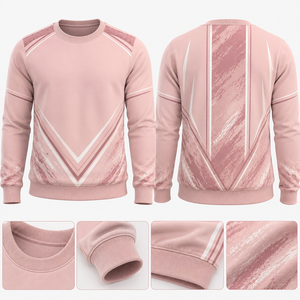 เสื้อสเวตเชิ้ตผู้ชายสีชมพูพิมพ์ลาย คอกลม ทรงปกติ สวมใส่สบายๆ ในฤดูใบไม้ร่วง พิมพ์ลายแบบซับลิเมชั่น ผ้าโพลีเอสเตอร์ถัก 100% - Product Image 4