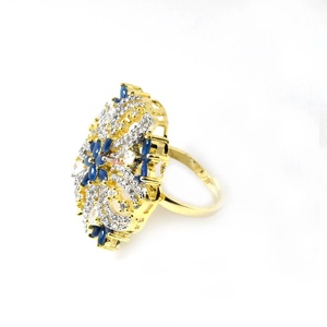 Sapphire CZ Diamond <b>Ring</b> Traditional <b>Statement</b> <b>Ring</b> Bridal Wedding Engagement Jewelry Cocktail Party Wear - Product Image 2